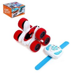 Машинка - перевертыш «Экстримал», пульт в виде часов, работает от аккумулятора, цвет красный Без бренда