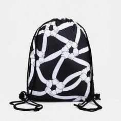 Мешок для обуви на шнурке, цвет белый/чёрный Сима ленд