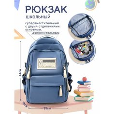 Рюкзак школьный для девочки подростка ранец в школу голубой Invima