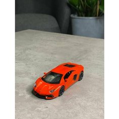 Металлическая машинка Welly LAMBORGHINI AVENTADOR Ламборгини Авентодор, инерционная, цвет оранжевый