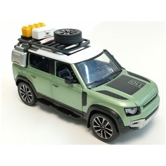Машинка Land Rover Defender металлическая с клаксоном 1:24, свет, звук, цвет зеленый MSN Trading Limited