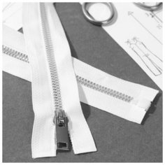 Молния "Трактор", №5, разъемная, декоративное звено "Акулий зуб", 50 см, цвет белый/серебряный./В упаковке шт: 10 Noname