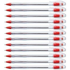 Набор 12 шт - Ручка шариковая Crown "Oil Jell" красная, 0,7мм, штрих-код