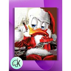 Картина по номерам на холсте Скрудж Макдак Санта, 40 х 50 см КУЛЬТУРА ЦВЕТА