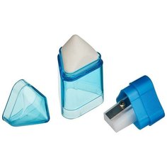 Точилка ручная пластиковая с ластиком Attache Colorful! (1 отверстие, с контейнером), 24шт.