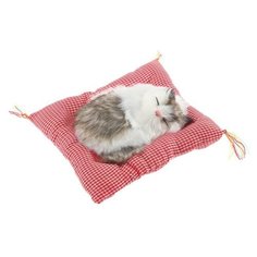 Игрушка на панель авто, кошка на подушке, бело-серый окрас NO Name