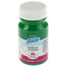 Краска акриловая художественная в тубе 100 мл, ЗХК "Ладога", зелёная средняя, 2227722 Невская палитра