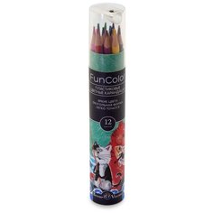 Карандашии цветные BrunoVisconti в тубусе с точилкой, 12 цветов "FunColor", Арт. 30-0085, упаковка в ассортименте