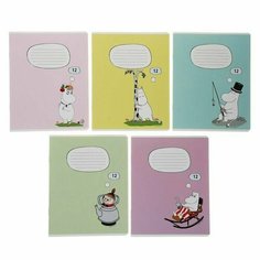 Тетрадь 12 листов в клетку Moomin, обложка мелованный картон, ВД лак, , микс 20 шт Случай