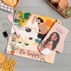 Набор подарочный полотенце варежка прихватка кисть лопатка венчик Этель