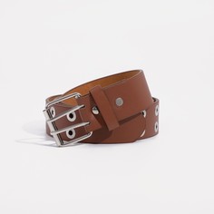 Ремень женский, ширина 3.6 см, пряжка металл, люверсы, цвет рыжий No Brand
