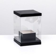Коробка для цветов с вазой и pvc окнами, складная, 16 х 23 х 16 см, черный Upak Land