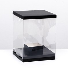 Коробка для цветов с вазой и pvc окнами, складная, 23 х 30 х 23 см, черный Upak Land