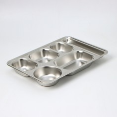 Поднос из нержавеющей стали, 6 секций, 33,5×23×4 см No Brand