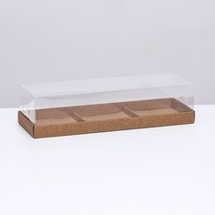 Коробка для муссовых пироженных 3 штуки, 26x8,5x6 крафт Upak Land