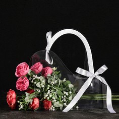Переноска для цветов с лентой, 30х25х12 см, белая No Brand