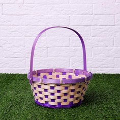 Корзина плетеная, бамбук, 21х21х10/24 см, фиолетовая No Brand