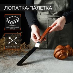 Лопатка-палетка с деревянной ручкой, изогнутая, 31,5 см No Brand