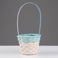 Корзина плетеная 13х9,5/28 см, бирюзовый, бамбук No Brand