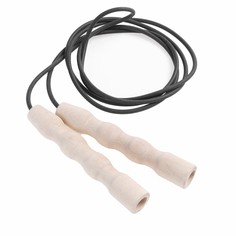 Скакалка резиновая mr-sk1.8, черная, 1,8 м, d=0,5 см, деревянная ручка No Brand