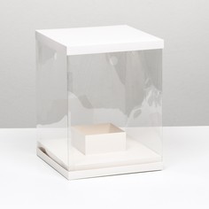 Коробка для цветов с вазой и pvc окнами, складная, 23 х 30 х 23 см, белый Upak Land