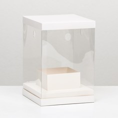 Коробка для цветов с вазой и pvc окнами, складная, 16 х 23 х 16 см, белый Upak Land