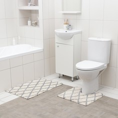 Набор ковриков для ванны antislip, 2 шт: 50×80 см, 50×50 см, 100% хлопок, цвет белый No Brand
