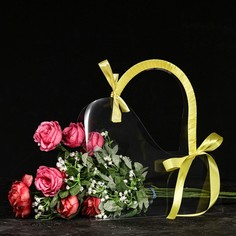 Переноска для цветов с лентой, 30х25х12 см, желтая No Brand