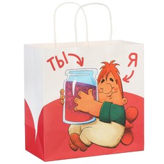 Пакет крафтовый, подарочный, 22х22 х11 см, малыш и карлсон Союзмультфильм