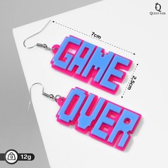 Серьги акрил game over, цвет розово-синий в серебре Queen Fair
