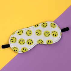 Маска для сна good vibes, 19,8 × 8,5 см, резинка одинарная, цвет белый/желтый Onlitop