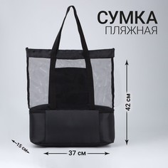 Сумка - шопер пляжная c термо-карманом , 42х37х15 см, черный цвет Nazamok