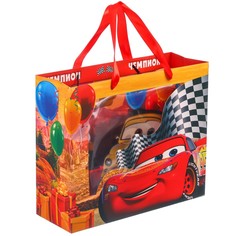 Пакет подарочный с пластиковым окном, 31 х 26 х 11 см, тачки Disney