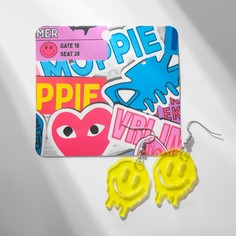 Серьги акрил smile тающий, цвет желто-белый в серебре Queen Fair