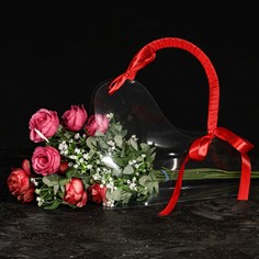 Переноска для цветов с лентой, 30х25х12 см, красная No Brand