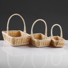 Набор корзин, 3 шт, 28×18×8/28, 25×16×7/24, 21×12×6/20 см, ротанг No Brand