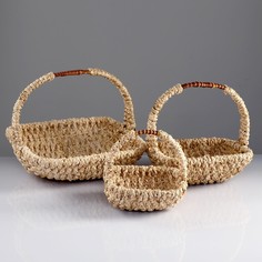 Набор корзин, 3 шт, 34×34×10/30 см, 26×26×10/28 см, 21×21×10/21 см, кукуруза, ротанг No Brand