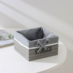 Корзина для хранения доляна storage, 15×15×9 см, малая, дерево, цвет серый