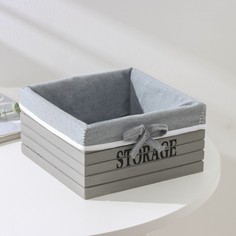 Корзина для хранения доляна storage, 19×19×10 см, средняя, дерево, цвет серый