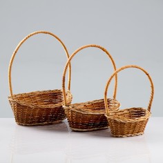 Набор корзин, 3 шт, 20×25×10/30, 17×22×9/28, 12×18×7/26 см, ротанг No Brand