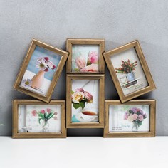 Фоторамка пластик на 6 фото 10х10, 10х15 см No Brand
