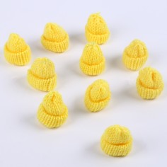 Шапка для игрушек вязаная, набор 10 шт., цвет желтый, размер 1 шт. — 3 × 4 см No Brand