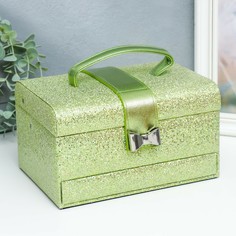 Шкатулка кожзам для украшений сундук с бантом No Brand