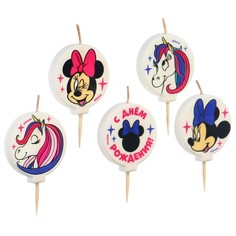 Свеча в торт набор, минни маус и единорог, 5 шт Disney