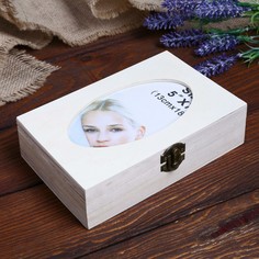 Шкатулка дерево под роспись с фоторамкой 10х15 см No Brand