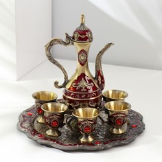 Набор чайный кувшин, 6 бокалов и поднос No Brand