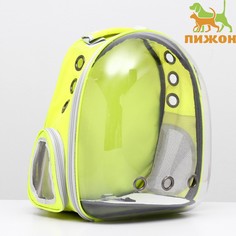 Рюкзак для переноски животных, прозрачный, 31 х 28 х 42 см, желтый Пижон