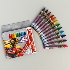 Восковые карандаши, набор 12 цветов, высота 8 см, диаметр 0,8 см, трансформеры Hasbro