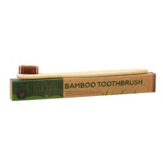 Зубная щетка бамбуковая средняя в коробке, коричневая No Brand