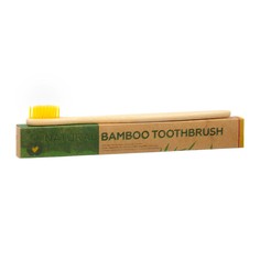Зубная щетка бамбуковая средняя в коробке, желтая No Brand